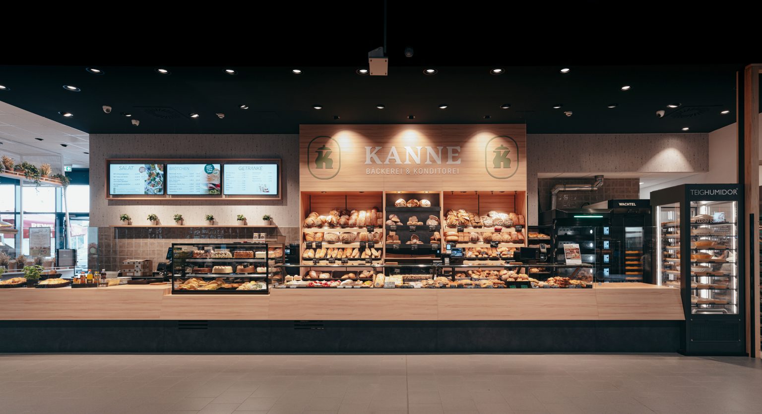 Vorkassenzone Rewe für Bäckerei Kanne ein Projekt Ladenbau der Konzeptwerkstatt