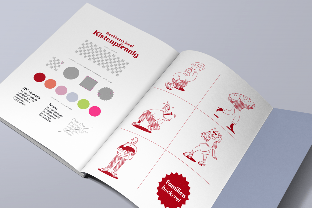 CI Design für die Familienbäckerei Kistenpfennig inkl. Illustrationen der Familienmitglieder